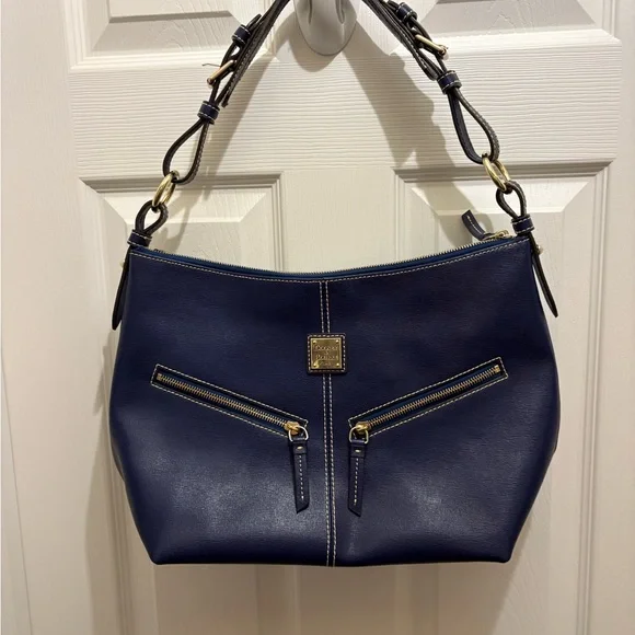 Dooney & Bourke Navy Blue Leather Shoulder Bag - Picture 1 of 11